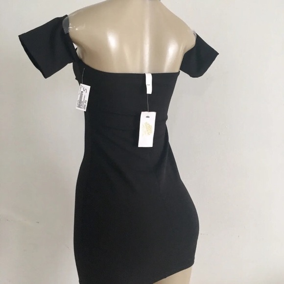 Blue Bush Bodycon Black Mini Dress Halter Stretchy - Picture 5 of 9